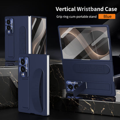 Armor Phone Case Built-In Tempered Glass, Hidden Kickstand & Wrist Strap For Galaxy Z Fold 8/7/6/5/4
