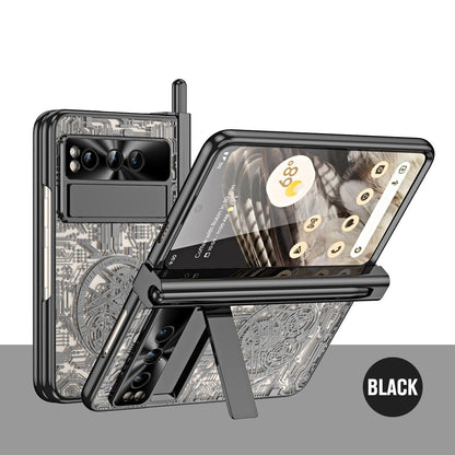 Electroplating Google Pixel Fold Case All Inclusive Double Pen Tray Hinge with Screen Protector and Free stylus - Mycasety Mycasety