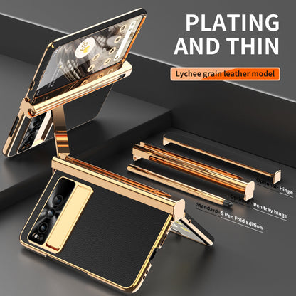 Ultra-Thin Leather Google Pixel Fold shell anti-fall all-inclusive Case double pen slot hinge With Stylus - mycasety2023 Mycasety