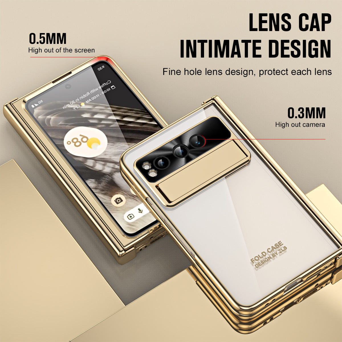 Electroplated Transparent Google Pixel Fold Case with Dual Hinge Protector & Screen Protector & Hidden Kickstand Pen Slot & Free Stylus - Mycasety Mycasety