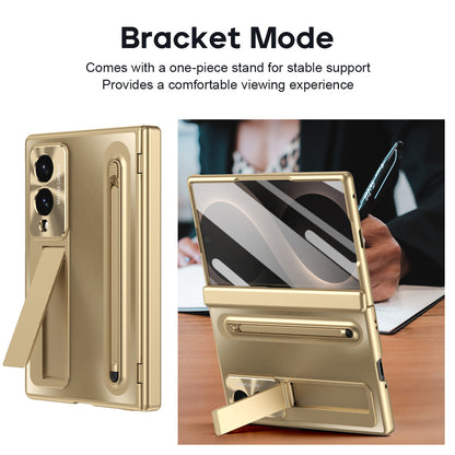 Armor Golden Electroplated Phone Case With Built-in Tempered Glass & Pen Tray For Galaxy Z Fold8 Wide Ultra