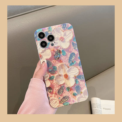 Artistic Vintage Oil Painting Flower iPhone Case