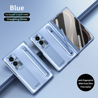 Armor Golden Electroplated Phone Case With Built-in Tempered Glass & Pen Tray For Galaxy Z Fold 8/7/6/5/4 Wide Ultra