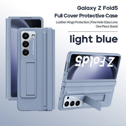 Leather Anti-fall Protective Pen Slot Phone Case With Front Protection Film & Stylus For Samsung Galaxy Z Fold5 Fold4 - Mycasety Mycasety