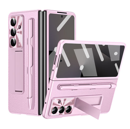 Business Electroplating Leather Phone Case With Screen Film & Stylus For Galaxy Z Fold 7/6/5/4/3