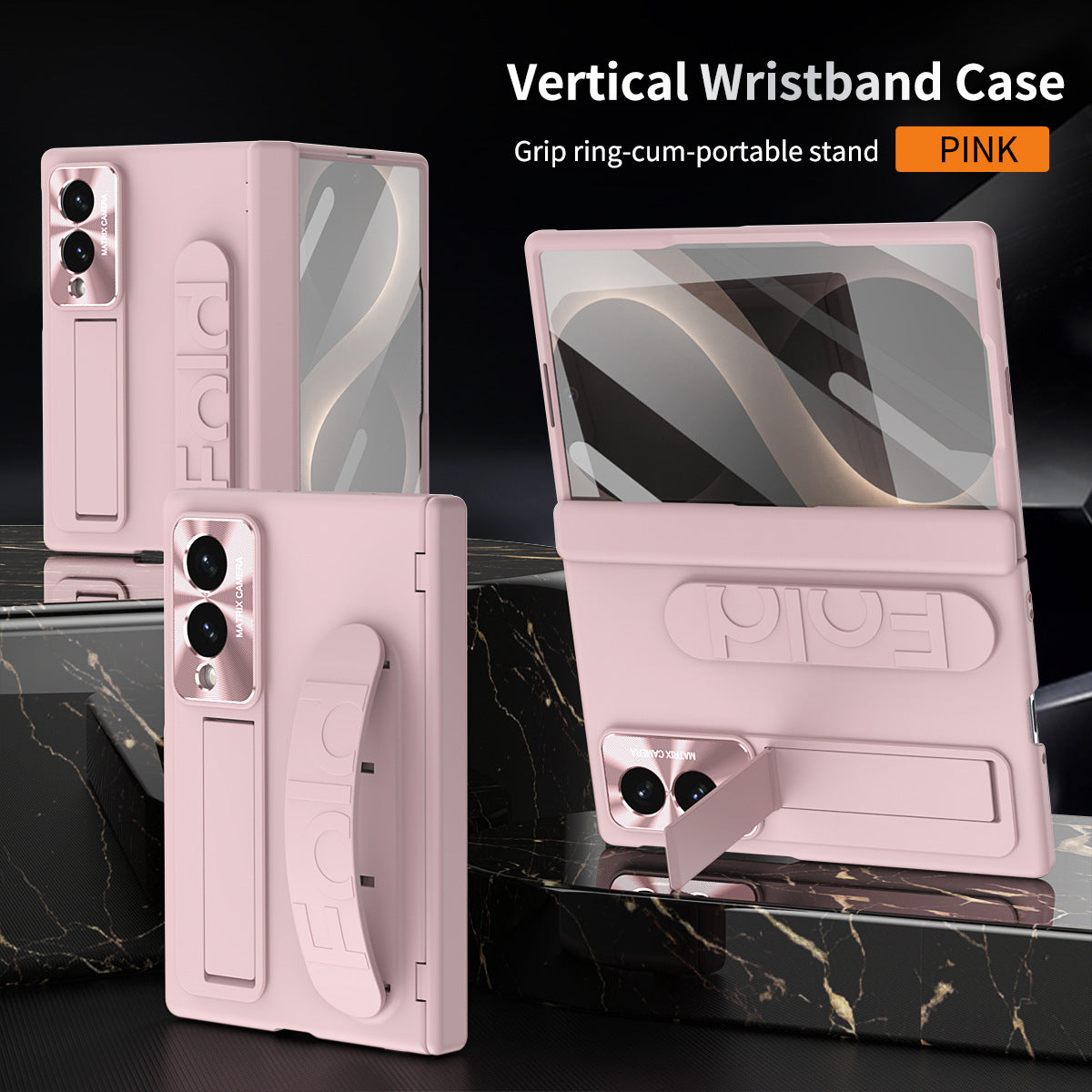 Armor Hinge Protective Phone Case Built-In Tempered Glass, Hidden Kickstand & Wrist Strap For Galaxy Z Fold 8/7/6/5/4