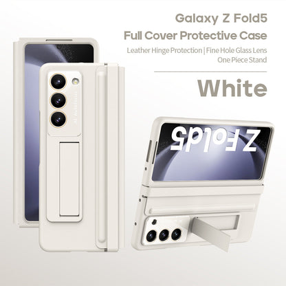Leather Anti-fall Protective Pen Slot Phone Case With Front Protection Film & Stylus For Samsung Galaxy Z Fold5 Fold4 - Mycasety Mycasety