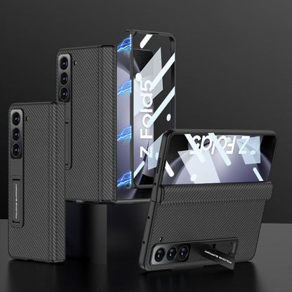 Magnetic Hinge Hidden Bracket All-included Leather Case With Back Screen Protector For Galaxy Z Fold 7/6/5