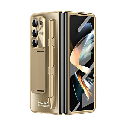 Ultra-thin Electroplated Galaxy Z Fold5 Case with Front Screen Protector Pen Slot Free Stylus & Kick-stand - mycasety2023 Mycasety