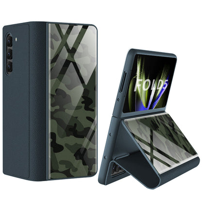 Samsung Z Fold5 Painted Plain Leather Business Protective Phone Case - mycasety2023 Mycasety