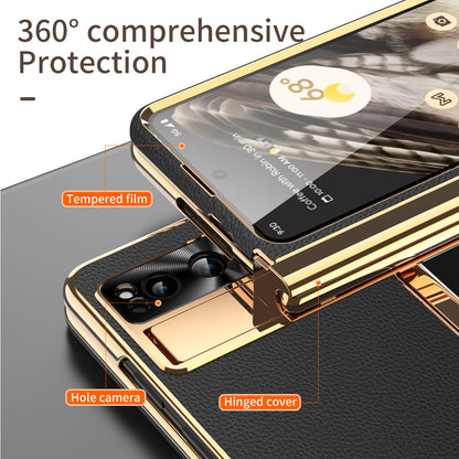 Ultra-Thin Leather Google Pixel Fold shell anti-fall all-inclusive Case double pen slot hinge With Stylus - mycasety2023 Mycasety