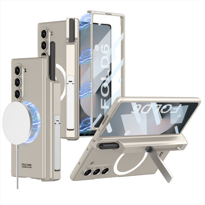 Magnetic Hinge Hidden Bracket All-included Case With Pen Box For Galaxy Z Fold