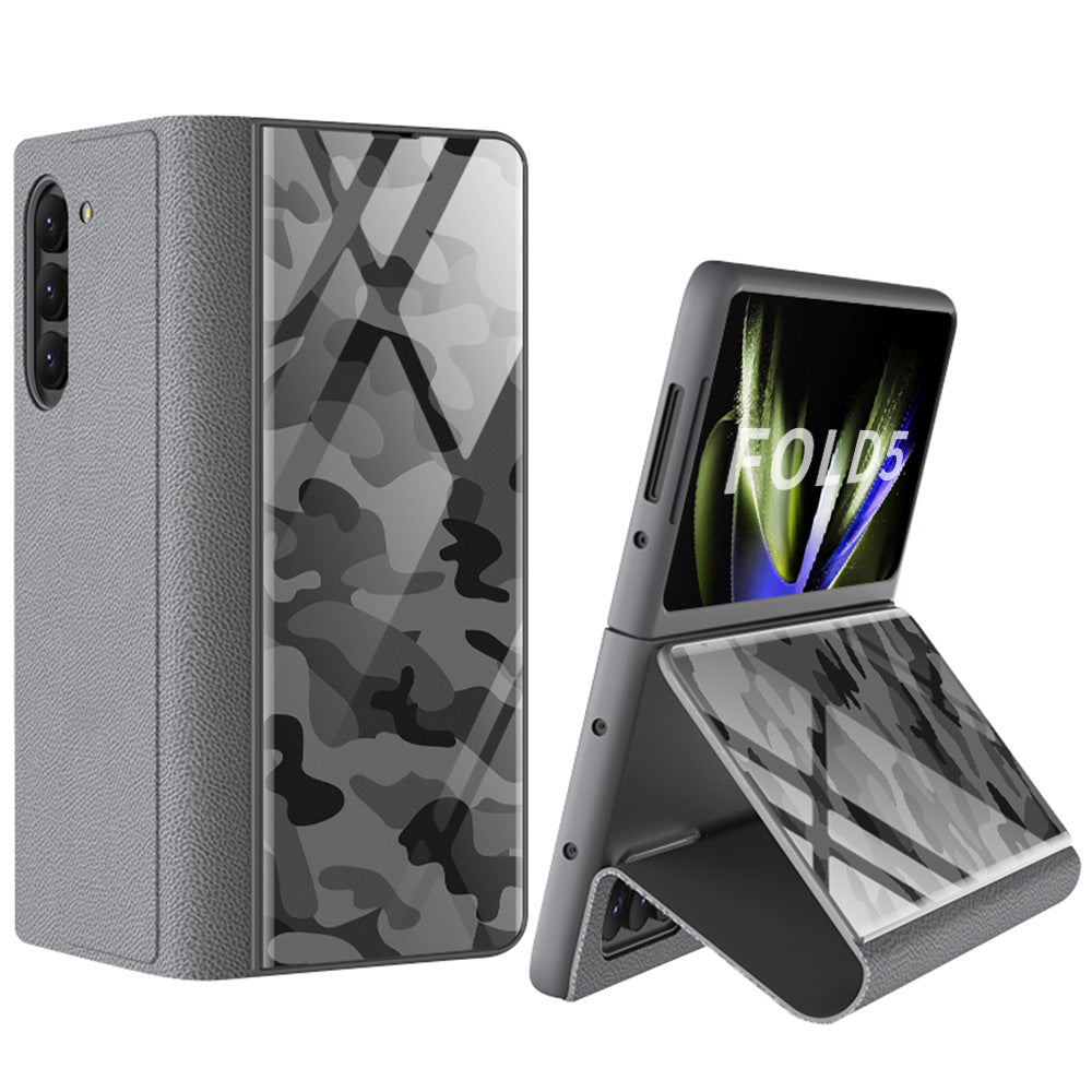 Samsung Z Fold5 Painted Plain Leather Business Protective Phone Case - mycasety2023 Mycasety