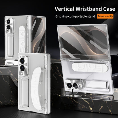 Armor Hinge Protective Phone Case Built-In Tempered Glass, Hidden Kickstand & Wrist Strap For Galaxy Z Fold8 Wide Ultra