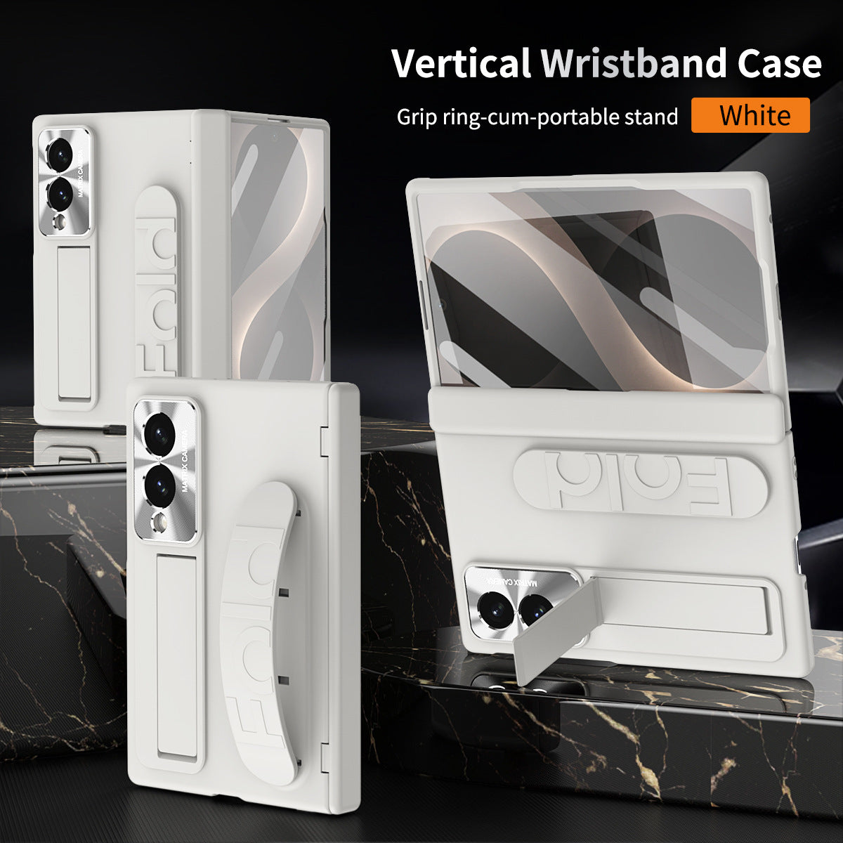 Armor Hinge Protective Phone Case Built-In Tempered Glass, Hidden Kickstand & Wrist Strap For Galaxy Z Fold 8/7/6/5/4