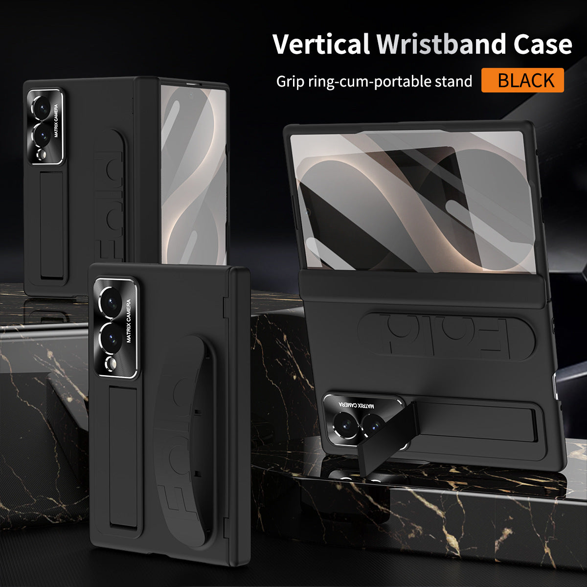 Armor Hinge Protective Phone Case Built-In Tempered Glass, Hidden Kickstand & Wrist Strap For Galaxy Z Fold 8/7/6/5/4