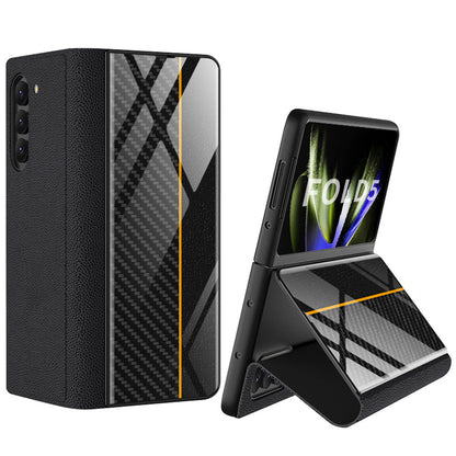 Samsung Z Fold5 Painted Plain Leather Business Protective Phone Case - mycasety2023 Mycasety