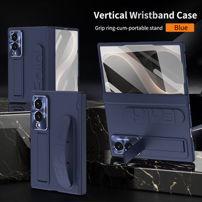 Armor Hinge Protective Phone Case Built-In Tempered Glass, Hidden Kickstand & Wrist Strap For Galaxy Z Fold 8/7/6/5/4