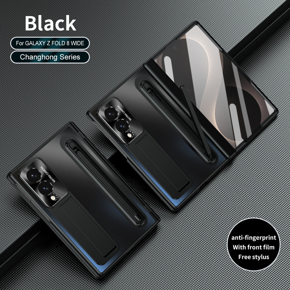 Armor Golden Electroplated Phone Case With Built-in Tempered Glass & Pen Tray For Galaxy Z Fold 8/7/6/5/4 Wide Ultra