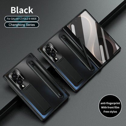 Armor Golden Electroplated Phone Case With Built-in Tempered Glass & Pen Tray For Galaxy Z Fold 8/7/6/5/4 Wide Ultra