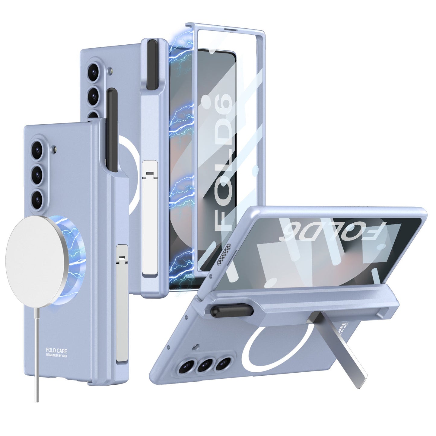 Magnetic Hinge Hidden Bracket All-included Case With Pen Box For Galaxy Z Fold