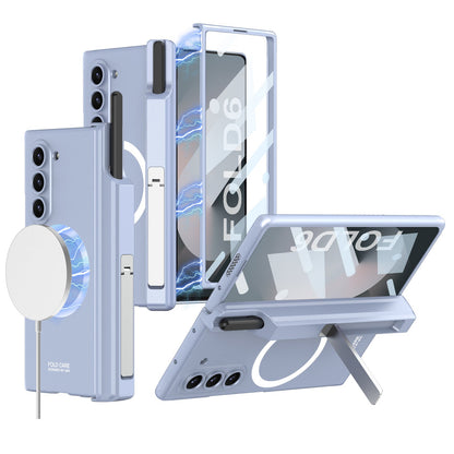 Magnetic Hinge Hidden Bracket All-included Case With Pen Box For Galaxy Z Fold