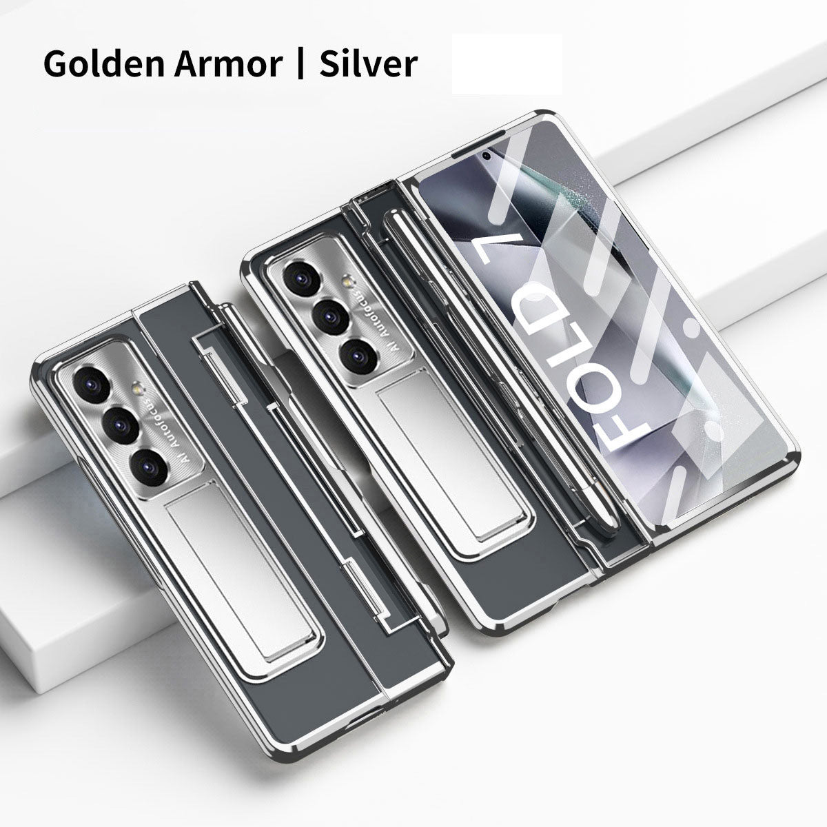 Armor Electroplated Shockproof Phone Case With Screen Protector For Galaxy Z Fold 8/7/6/5/4/3