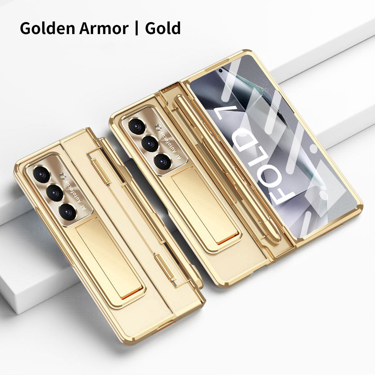 Armor Electroplated Shockproof Phone Case With Screen Protector For Galaxy Z Fold 8/7/6/5/4/3