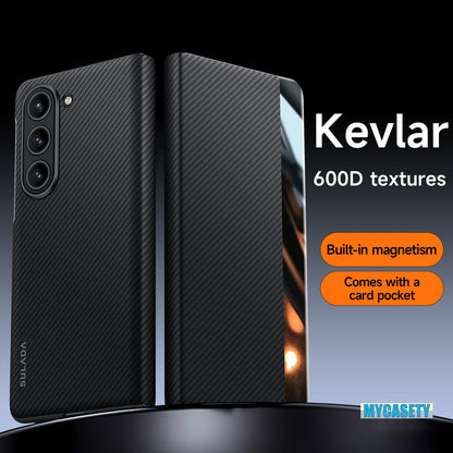 Luxurious Leather Cover With Magnetic Coil & Card Holder For Galaxy Z Fold 7/6/5/4