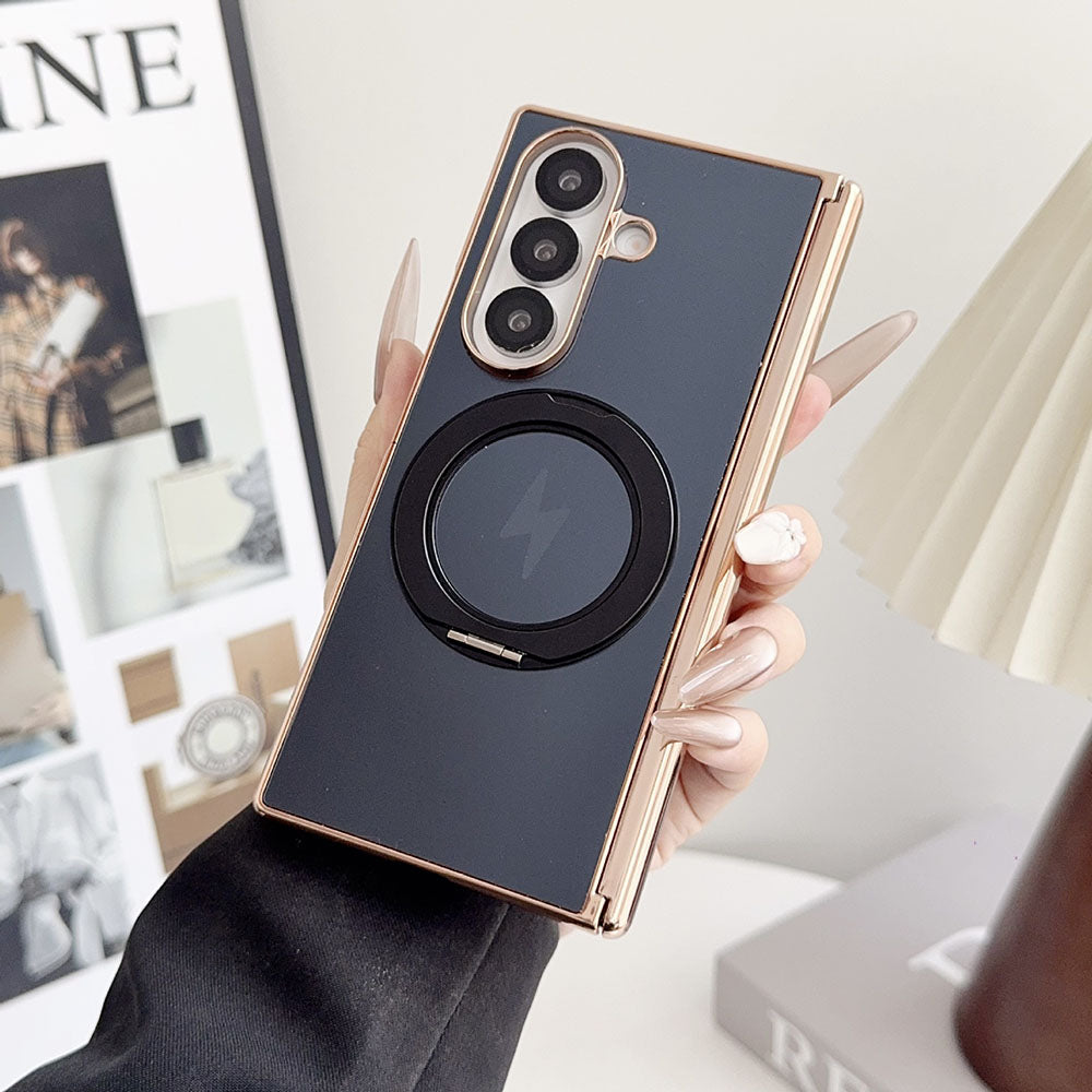 Magnetic Electroplated Rotating Stand Phone Case For Samsung Galaxy Z Fold