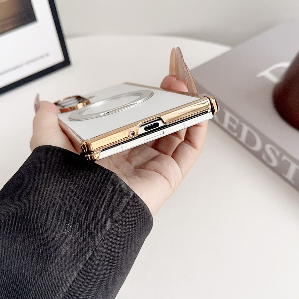 Magnetic Electroplated Rotating Stand Phone Case For Samsung Galaxy Z Fold