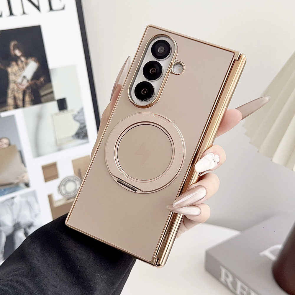 Magnetic Electroplated Rotating Stand Phone Case For Samsung Galaxy Z Fold