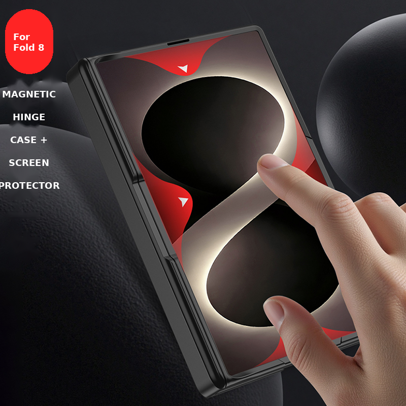 Galaxy Z Fold 8 Rugged Magnetic Hinge Protection Case with Built-In Kickstand & Screen Glass Film