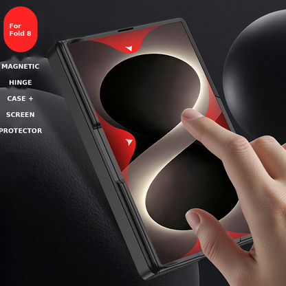 Galaxy Z Fold 8 Rugged Magnetic Hinge Protection Case with Built-In Kickstand & Screen Glass Film