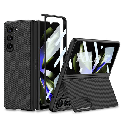 Leather Holder Phone Case With Back Screen Protector For Samsung Galaxy Z Fold 5/4/3 5G - Mycasety Mycasety