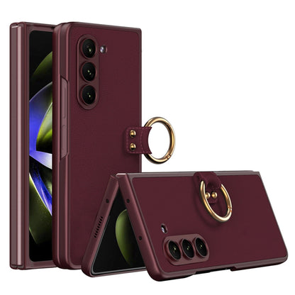 All-inclusive Ring Holder Protective Leather Cover For Samsung Galaxy Z Fold 5/4/3 5G - Mycasety Mycasety
