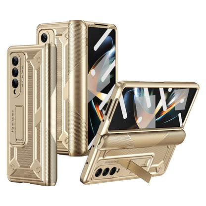 Magnetic Hinge Invisible Bracket Non-slip Phone Case For Samsung Galaxy Z Fold3 Fold4 5G With Back Screen Protector - Mycasety Mycasety