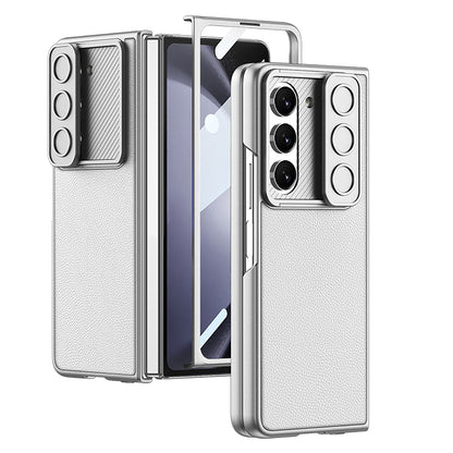 Leather All-inclusive Lens Slide Protector Phone Case With Back Screen Protector For Samsung Galaxy Z Fold 5/4/3 5G - Mycasety Mycasety