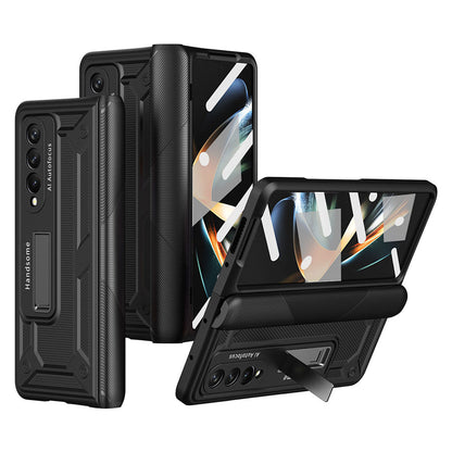 Magnetic Hinge Invisible Bracket Non-slip Phone Case For Samsung Galaxy Z Fold3 Fold4 5G With Back Screen Protector - Mycasety Mycasety