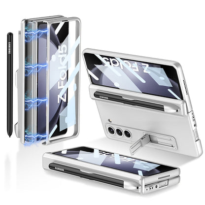Magnetic Hinge S Pen Slot Ultra-Thin Phone Case With Back Screen Protector For Samsung Galaxy Z Fold 5/4/3 5G - Mycasety Mycasety