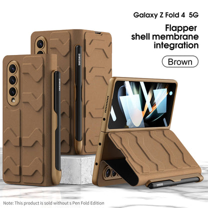 Leather Pen Holder Armor Case with Screen Protector For Samsung Galaxy Z Fold 4 5G