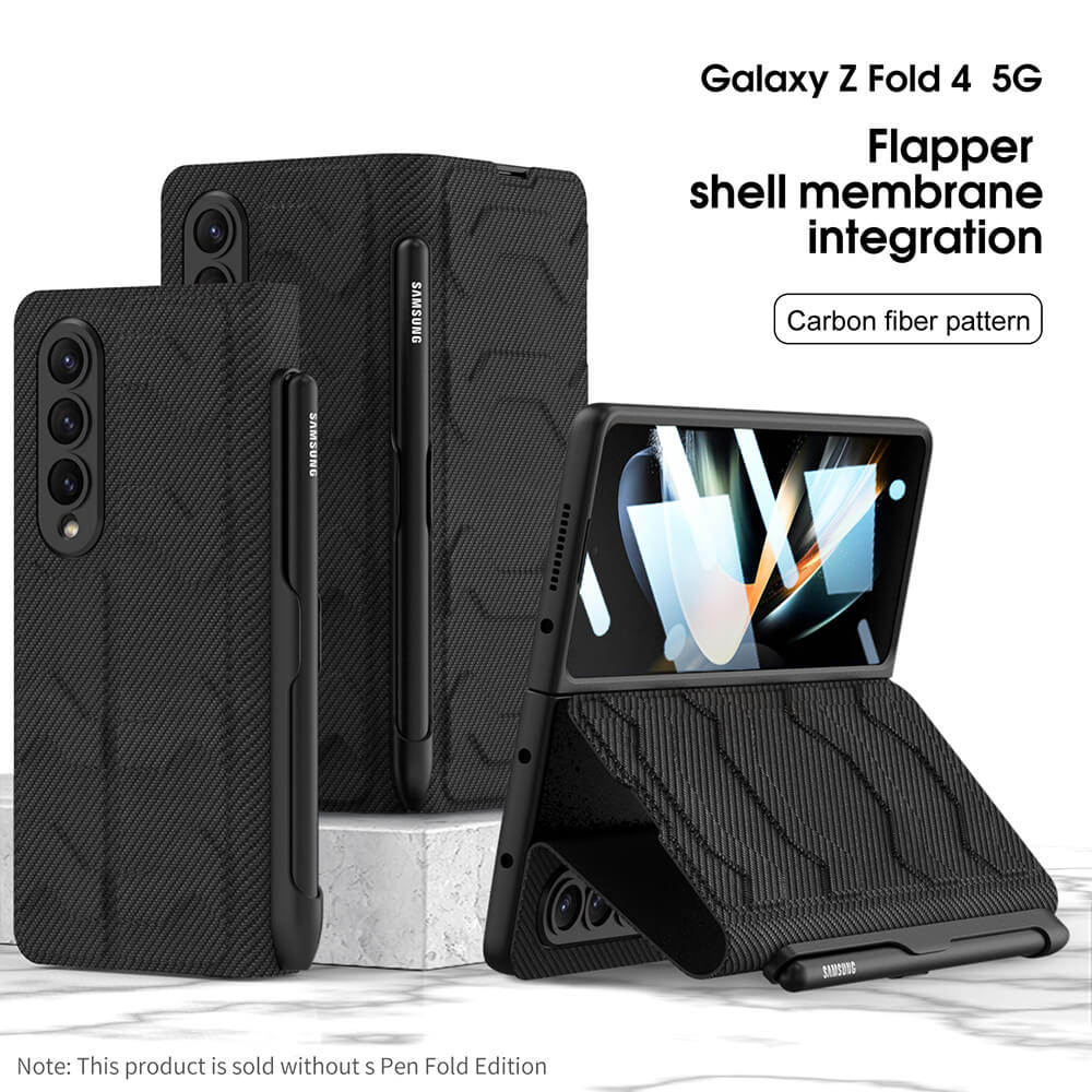 Leather Pen Holder Armor Case with Screen Protector For Samsung Galaxy Z Fold 4 5G