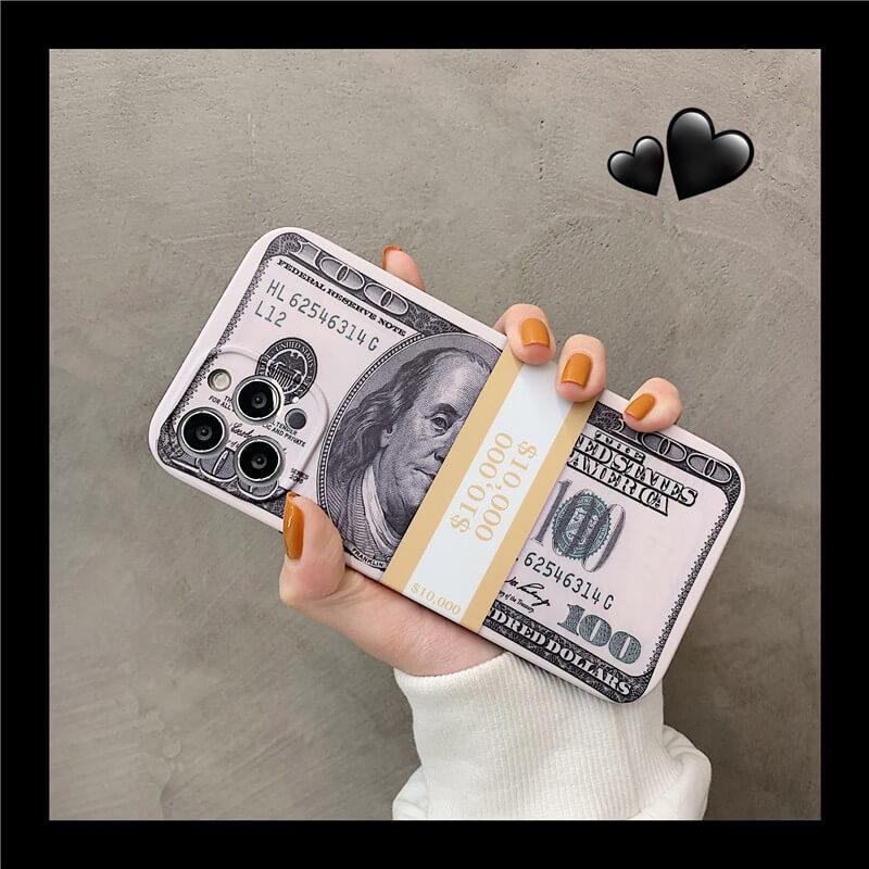 2021 New Creative Personality US Dollar Bill Silicone Phone Case For iPhone - Dealggo.com