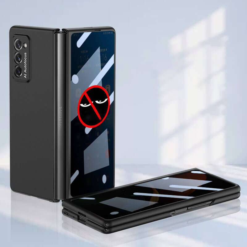 Leather Tempered Glass Case For Samsung Galaxy Z Fold 2 Luxury Carbon Fiber Plating Cover With Screen - GiftJupiter