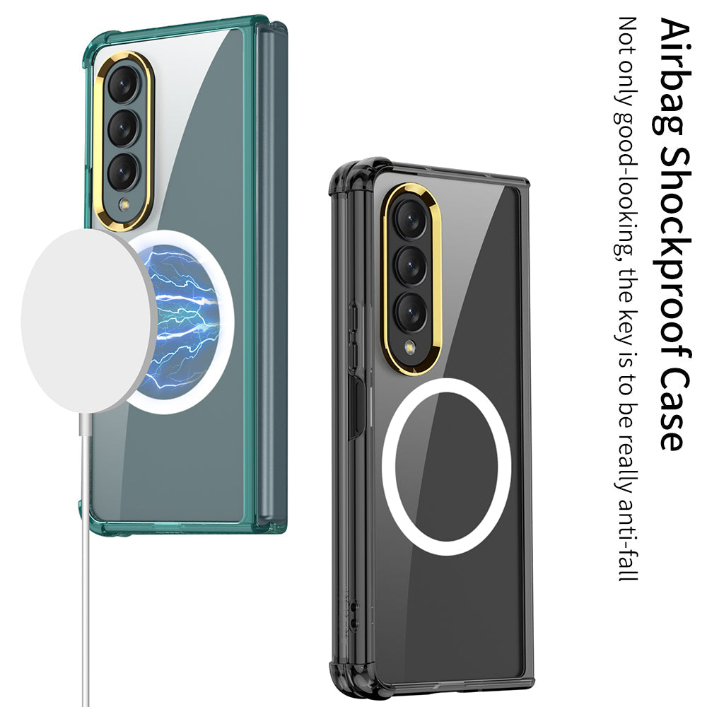 Airbag Anti-drop Wireless Charging Phone Case For Samsung Galaxy Z Fold3 Fold4 5G With Back Screen Glass Protector