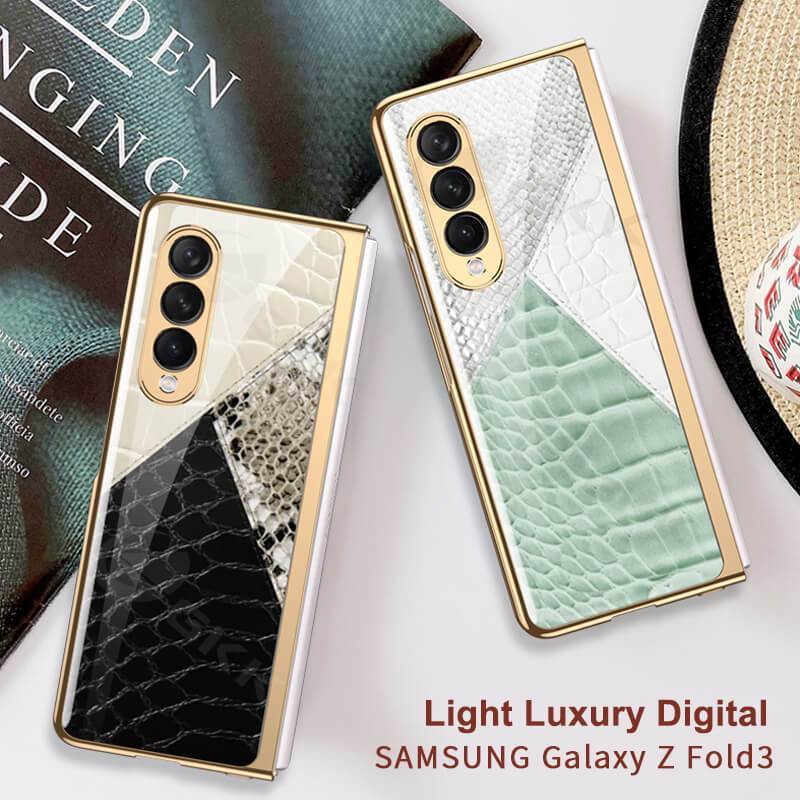 Python Leopard Print Tempered Glass Case for Samsung Galaxy Z Fold 3 5G - GiftJupiter