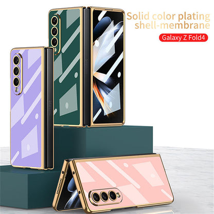 Light Luxury Style Solid Color Electroplating Cover With Back Screen Protector For Samsung Galaxy Z Fold 4 5G pphonecover
