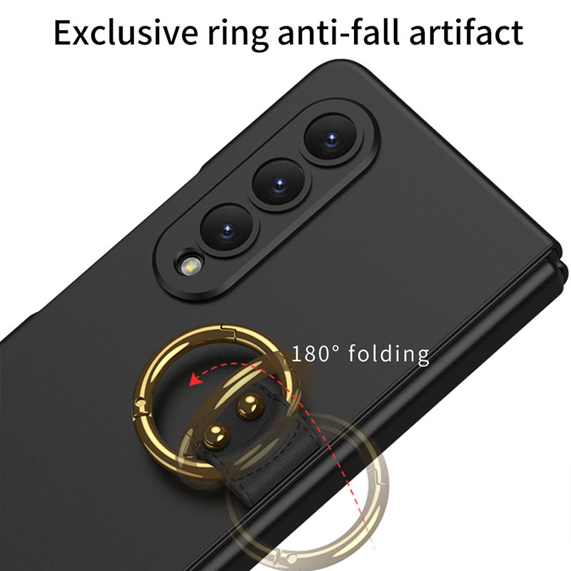 Samsung Galaxy Z Fold 4 5G Ultra-thin All-inclusive Ring Holder Protective Cover With Tempered Glass Screen - GiftJupiter