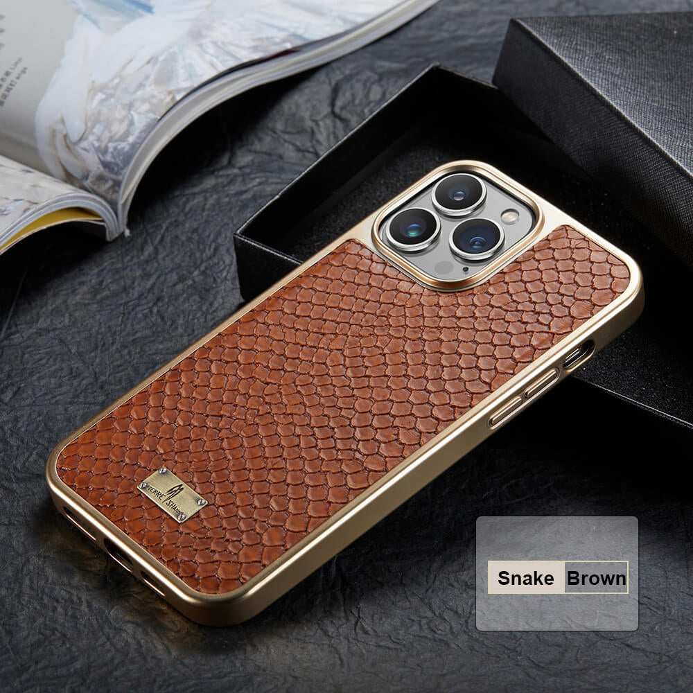 Luxury Leather Snake Pattern iPhone Samsung Case