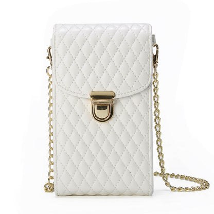 Premium Leather Phone Bag With Gold Chain